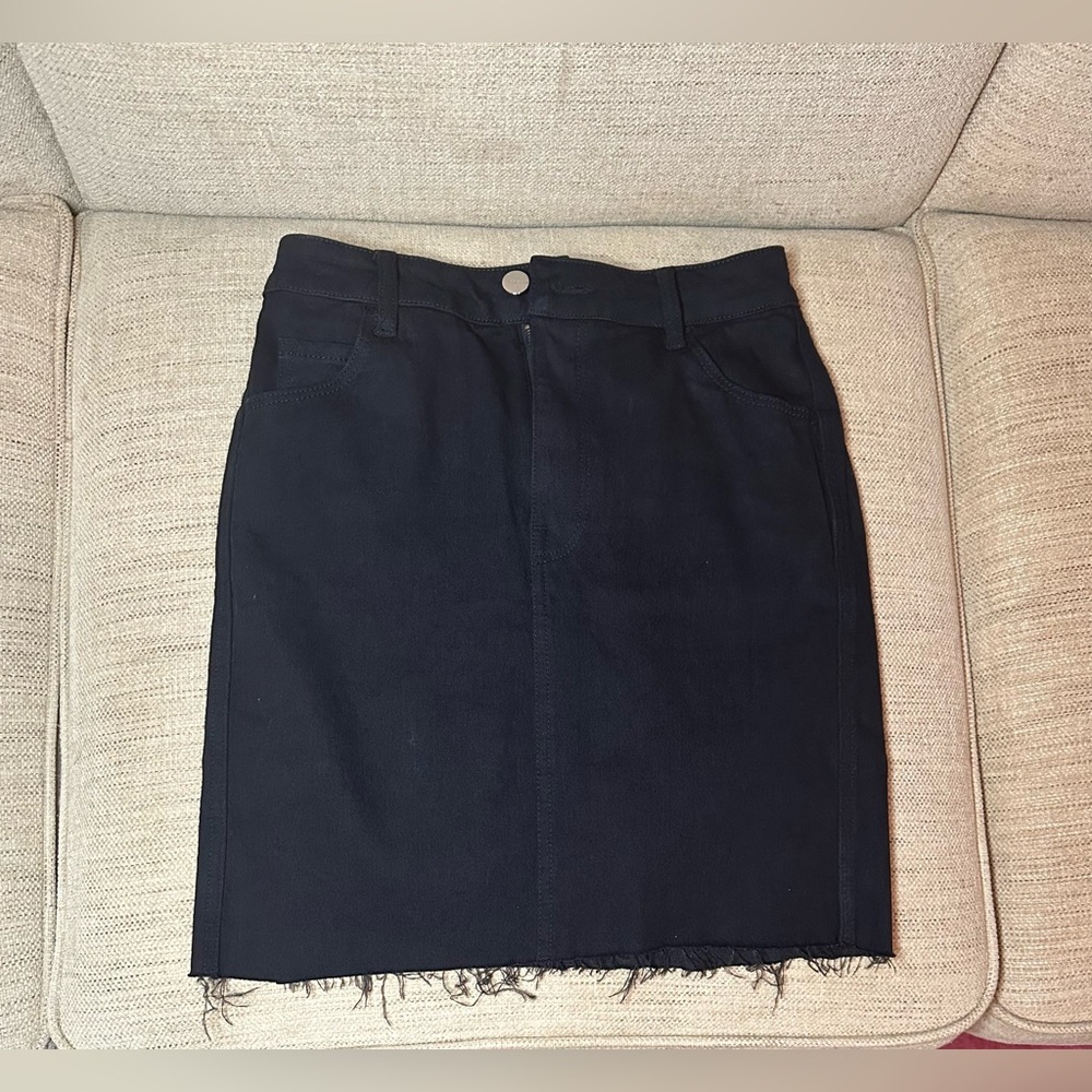 H & M & Denim Jet Black Jean Pencil Skirt - Picture 2 of 6